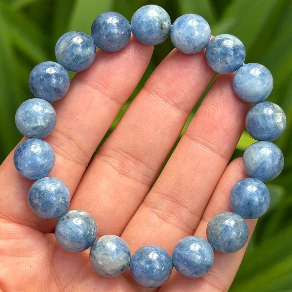 11.5mm stretchable blue‎ kyanite bracelet 0418